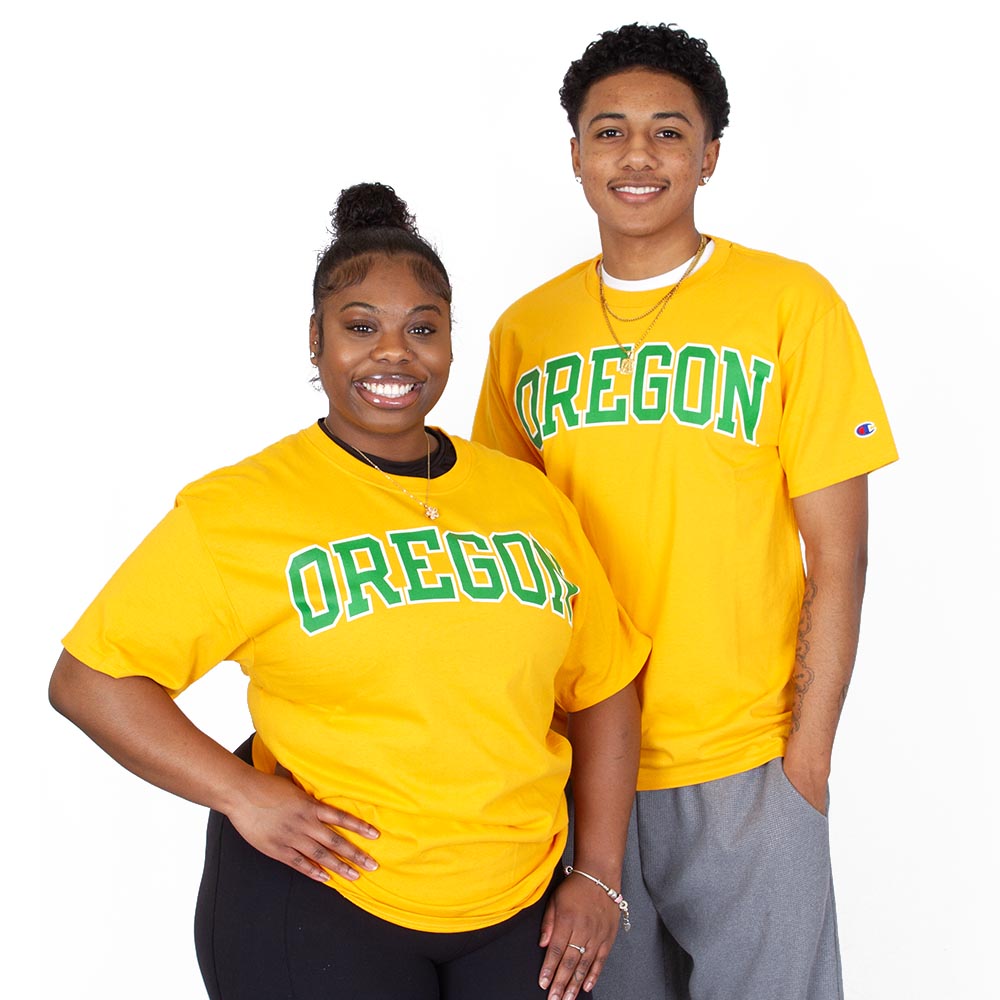 Arched Oregon, Champion, Yellow, Crew Neck, Cotton Blend, Men, T-Shirt, 942063